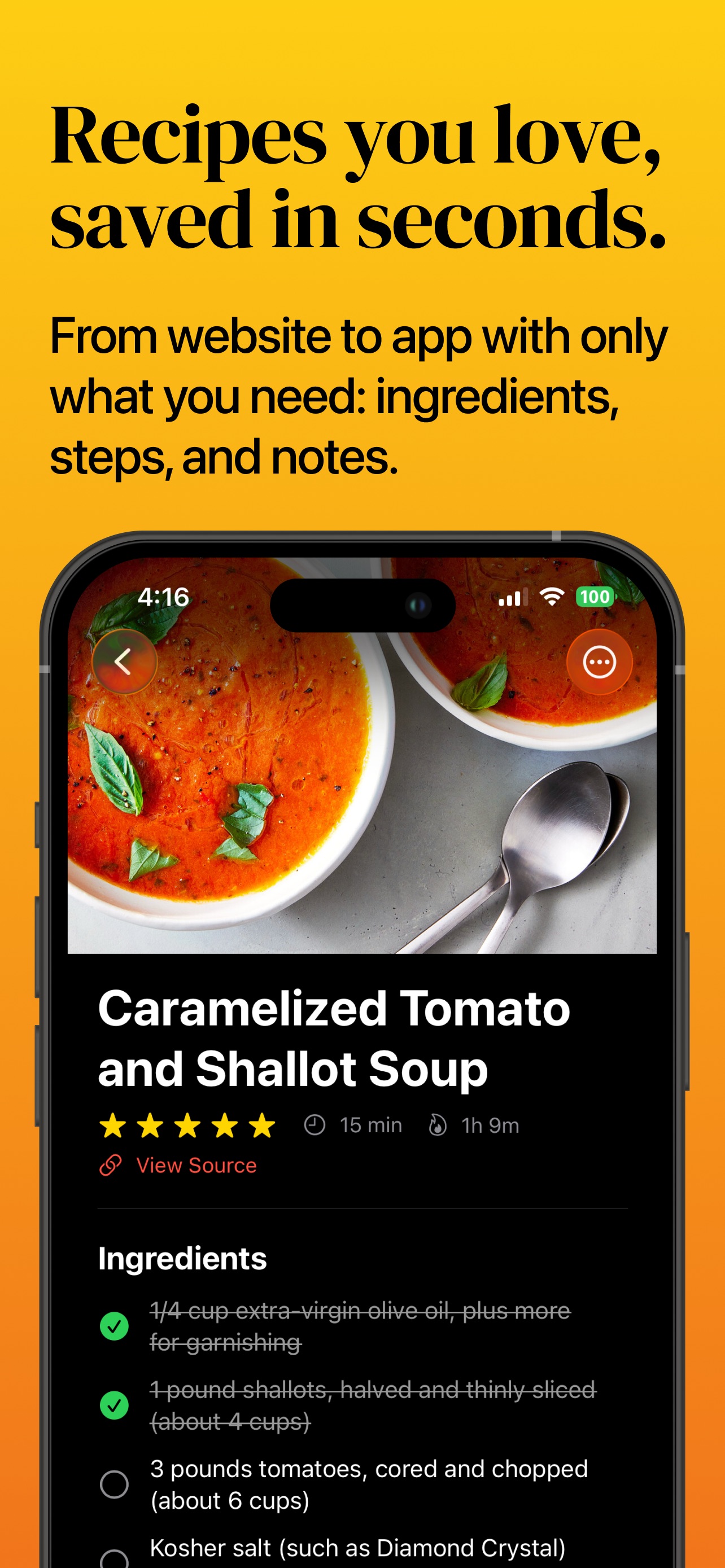 Recipes you love, saved in seconds
