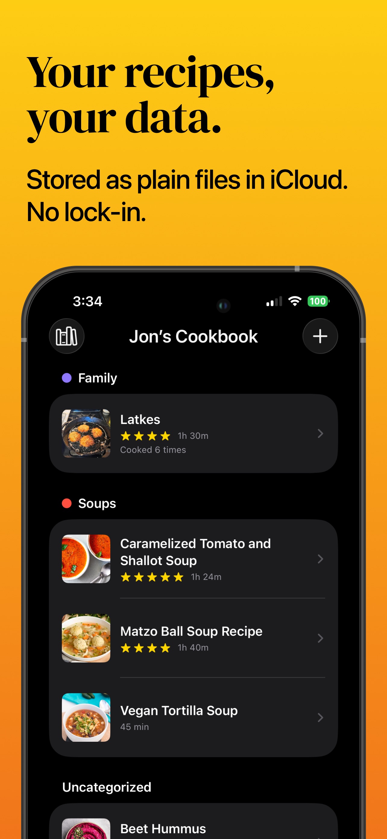 Your recipes, your data